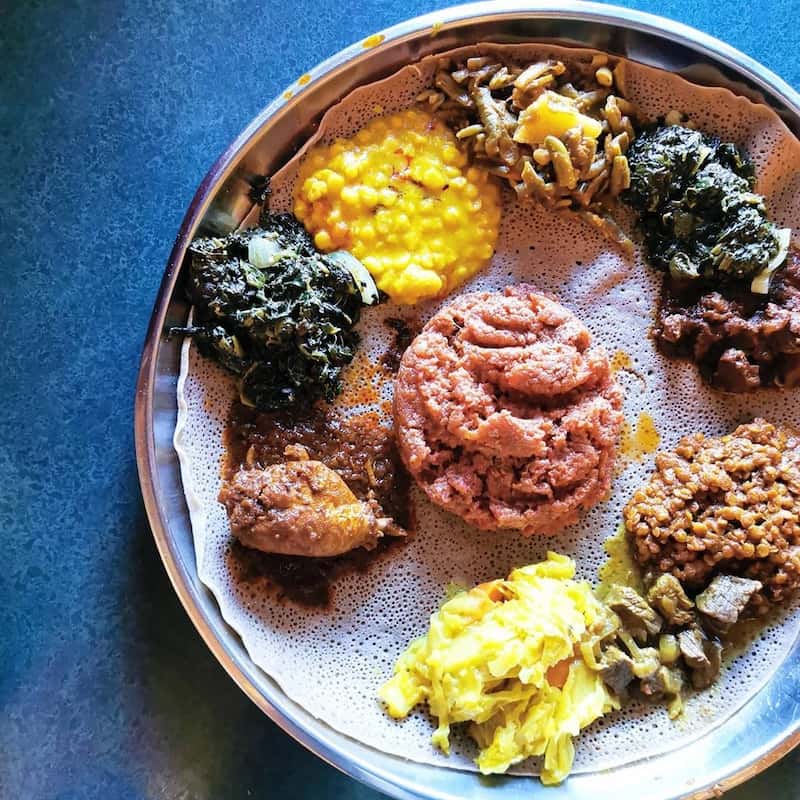 Food at Harambe Ethiopian Restaurant in Vancouver