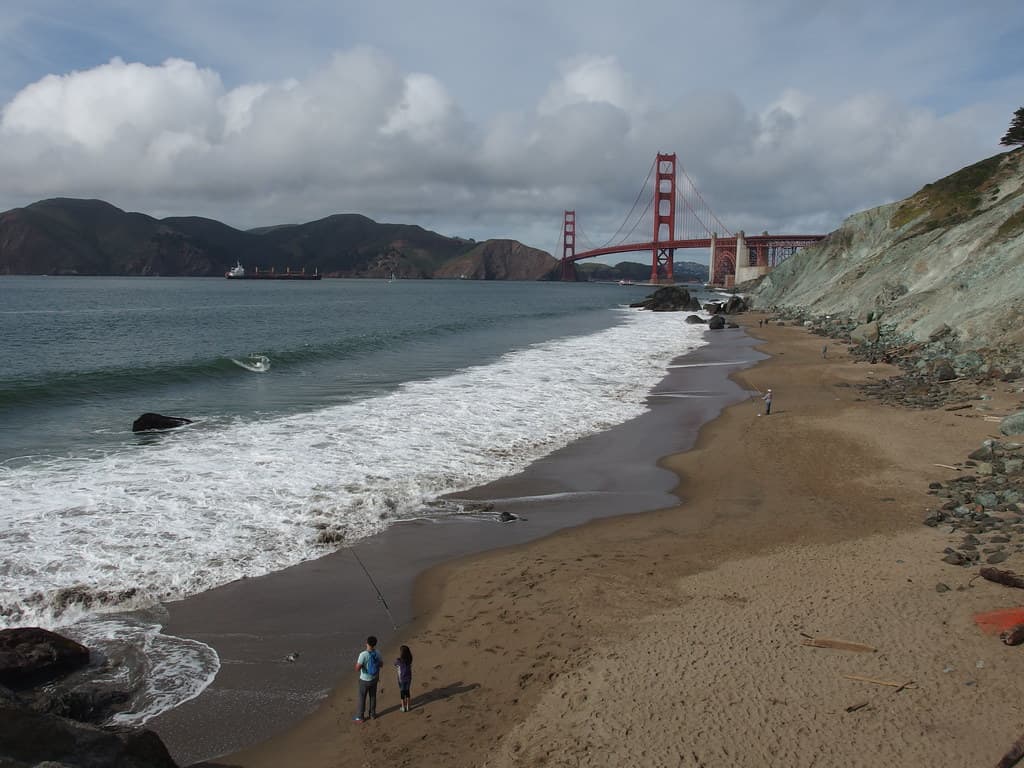 View of the Golden Gate from Marshall Beach in San Francisco's Presidio. Photo by Guilhem Vellut