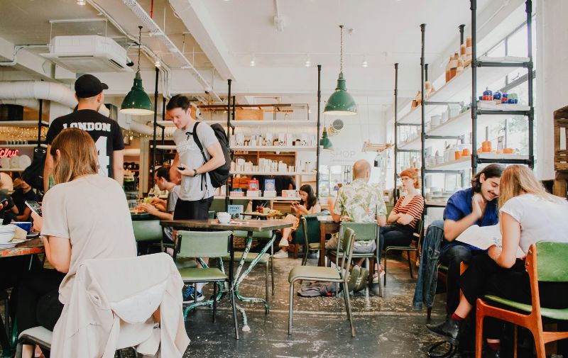 People eating in restaurant