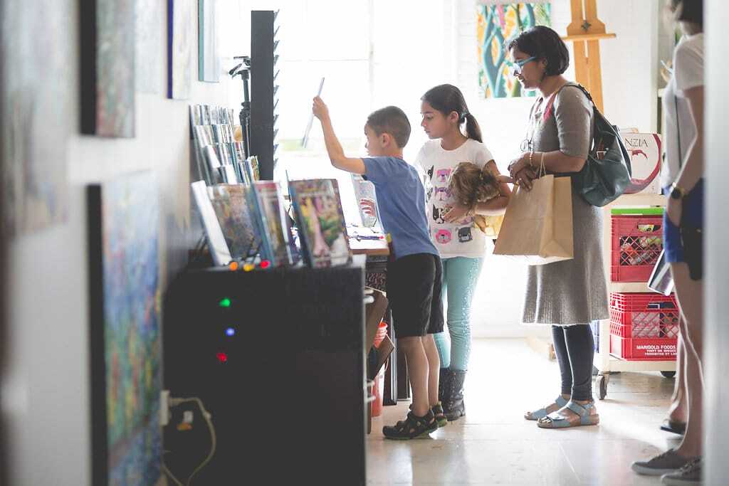 People visiting a small business.