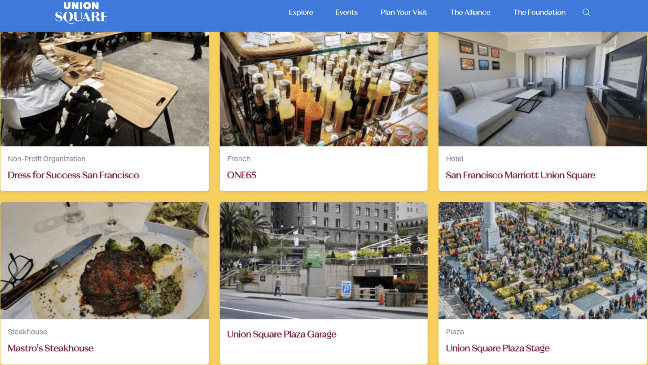 An event listings page designed by Vibemap