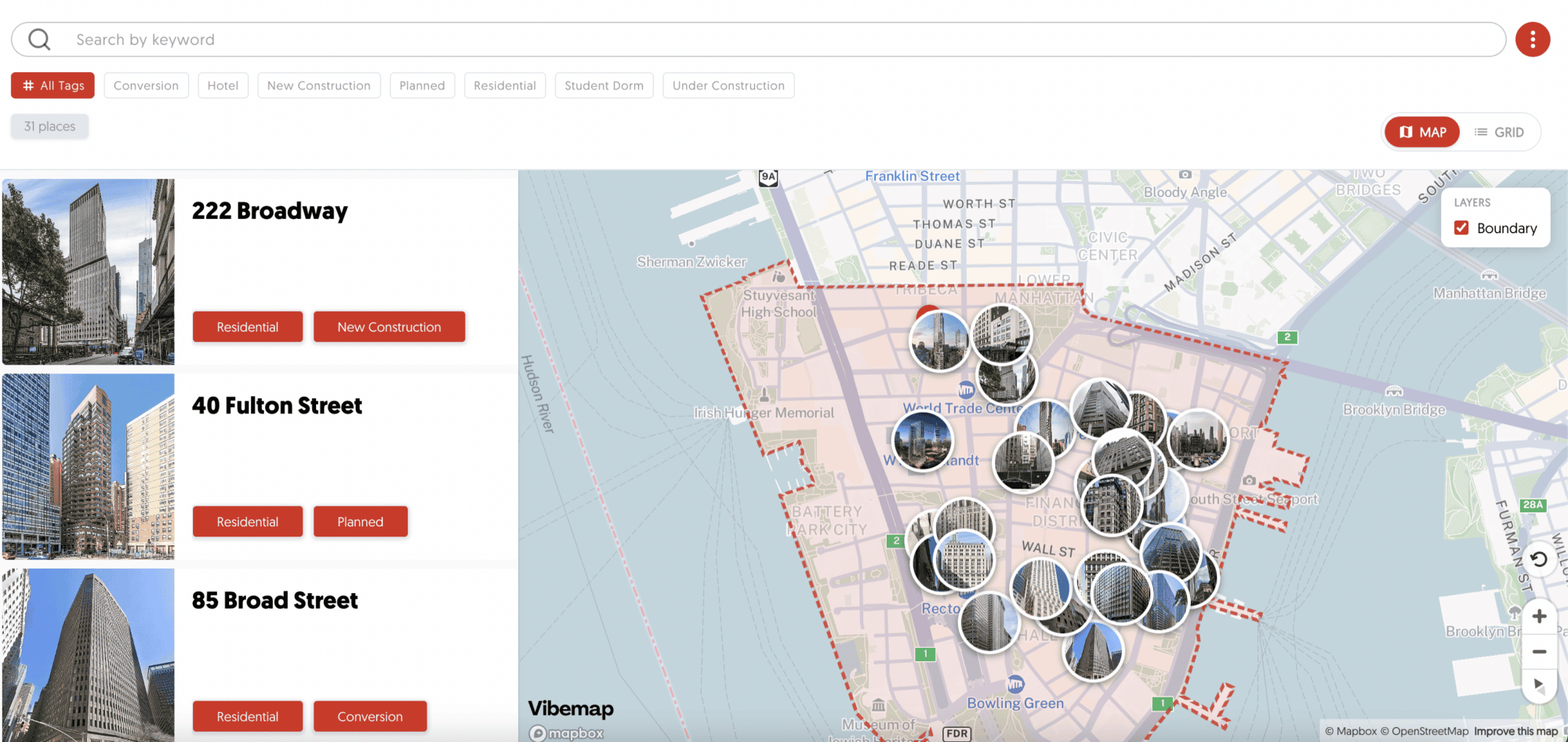 Development and growth maps from Vibemap